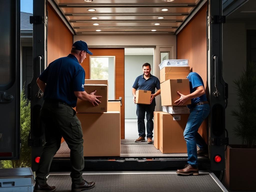 Unloading household goods at destination home